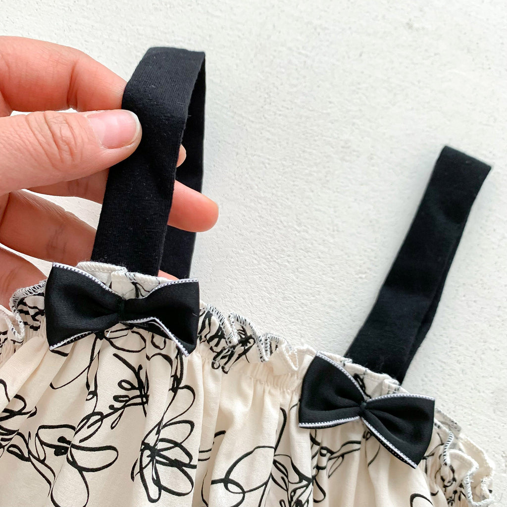 Summer Design Baby Girls Abstract Floral Pattern Sleeveless Strap Onesies